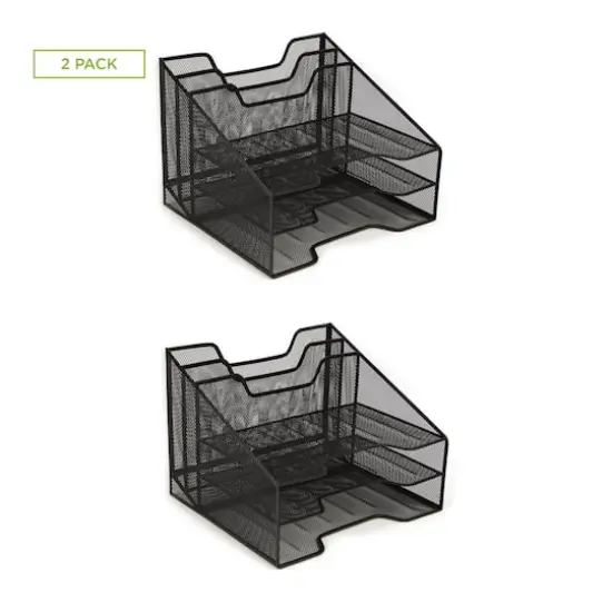 Mind Reader 2 Pack Black 3-Tiered Desk Organizer Tray {1}