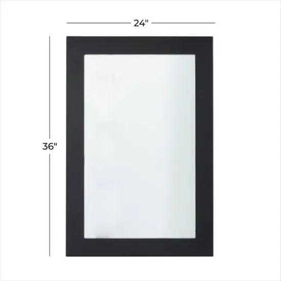 36" Black Rectangle Wood Contemporary Wall Mirror {6}