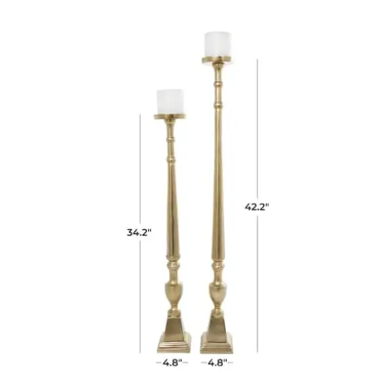 Aluminum Tall Floor Pillar Candle Holder Set Gold {11}
