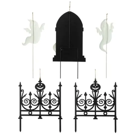 Glitzhome&reg; 24" 5-Piece Halloween Metal Graveyard Yard Stake Set {8}