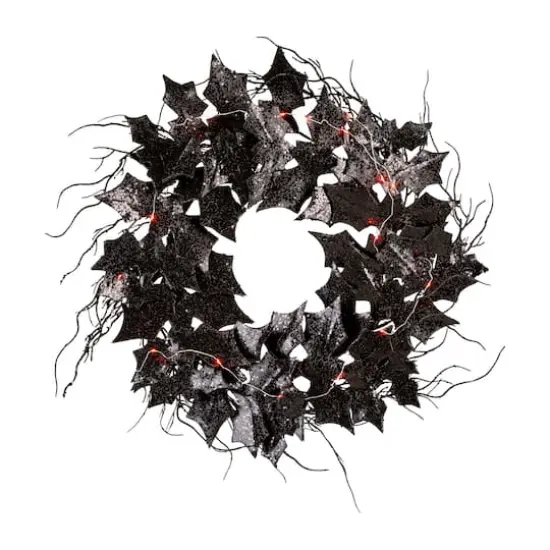 Glitzhome&reg; 26" Lighted Halloween Bat Wreath {1}