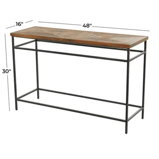Brown Metal Rustic Console Table 30" x 48" x 16" {8}