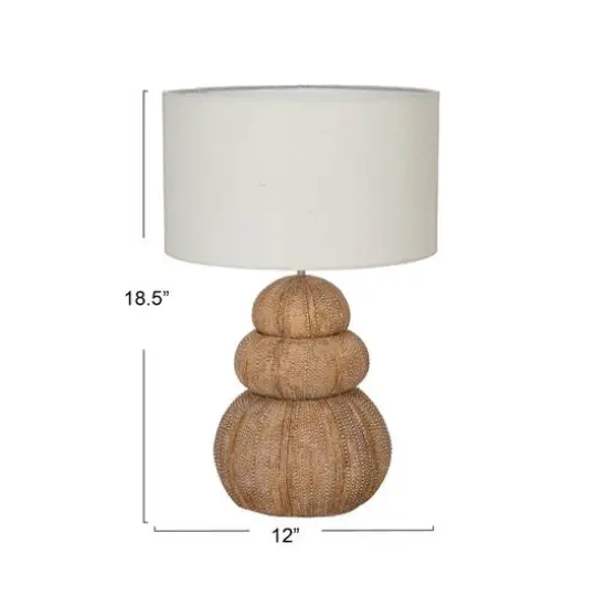Hello Honey® 18.5" Beige Stacked Sea Urchin Table Lamp with Linen Shade, 2ct. {4}