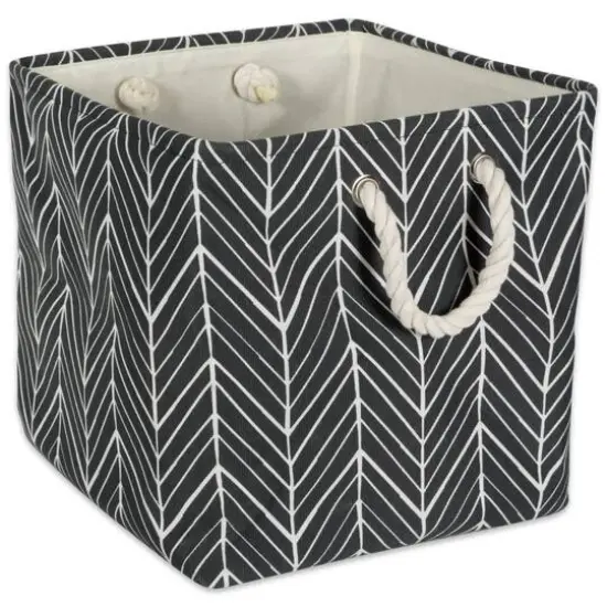 DII&reg; 11" Polyester Herringbone Storage Bin Off White {2}