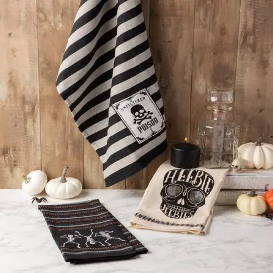 DII&reg; Assorted Skeleton Embellished Dishtowel Set {10}
