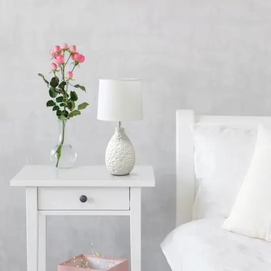 Creekwood Home Essentix 14" Ceramic Teardrop Table Lamp White {3}