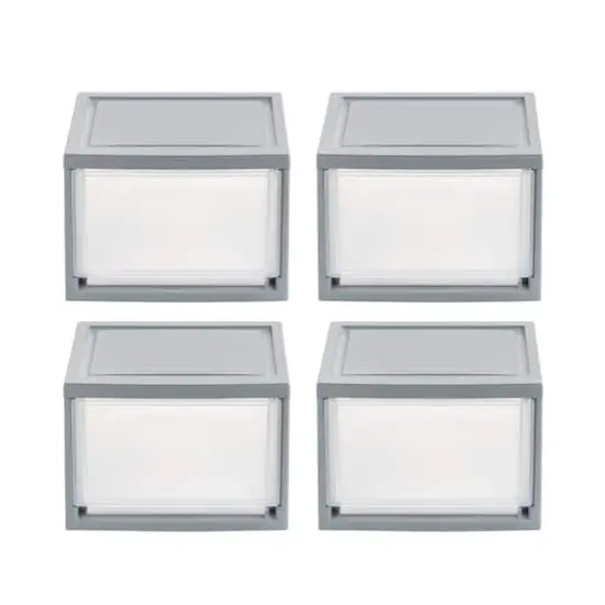 Iris&reg; 13qt. Gray Stackable Drawer, 4 Pack {1}