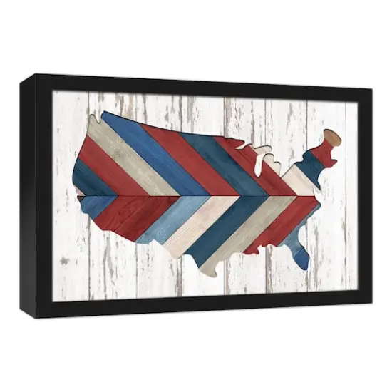Herringbone Americana USA Black Framed Canvas {3}