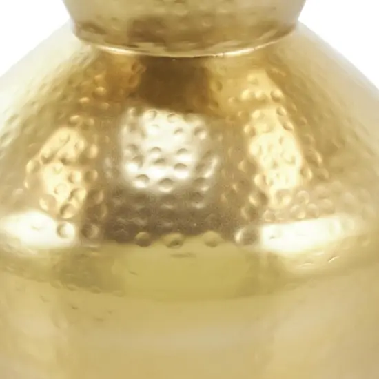 13" Gold Hammered Texture Metal Vase {5}