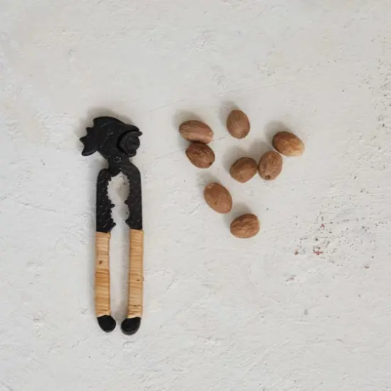 Hello Honey&reg; 6.25" Natural Cast Metal Rooster Nutcracker with Bamboo Handles {3}