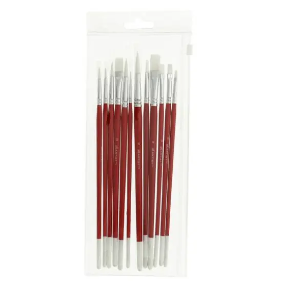 Hello, Artist! Long Handle White Taklon Flats & Rounds 12 Piece Brush Set {3}