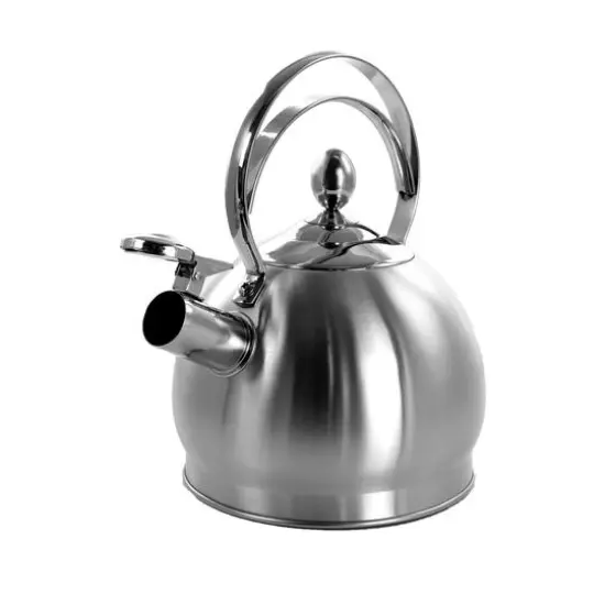 MegaChef 2.8 Liter Brushed Silver Round Stovetop Whistling Kettle {4}