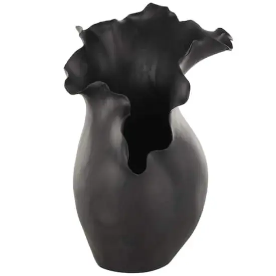 16" Black Abstract Wavy Ceramic Vase {1}