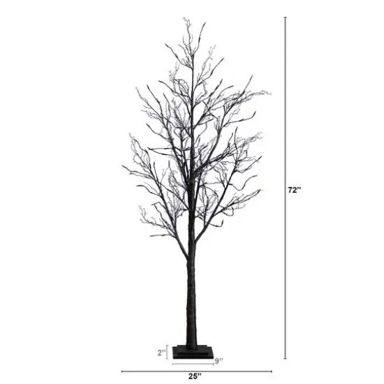 6ft. Pre-Lit LED Black Twig Artificial Halloween Tree {10}
