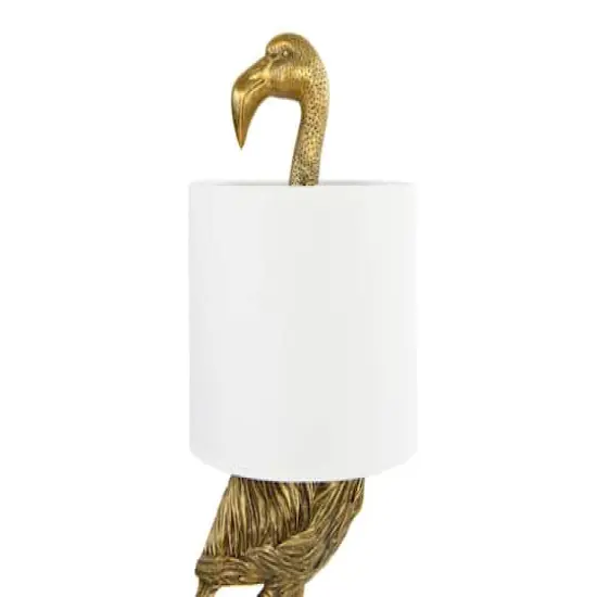 Hello Honey&reg; 32" Gold Finish Resin Flamingo Table Lamp with Linen Shade {9}