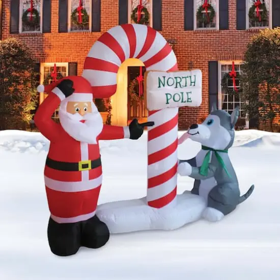 7.5ft. Inflatable Animated Puppy and Snowman {5}