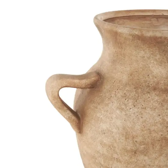 12.25" Copper Ceramic Antique Style Textured Vase with Handles {6}