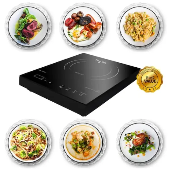 MegaChef Portable 1400W Single Induction Countertop Cooktop With Digital Control Panel {9}
