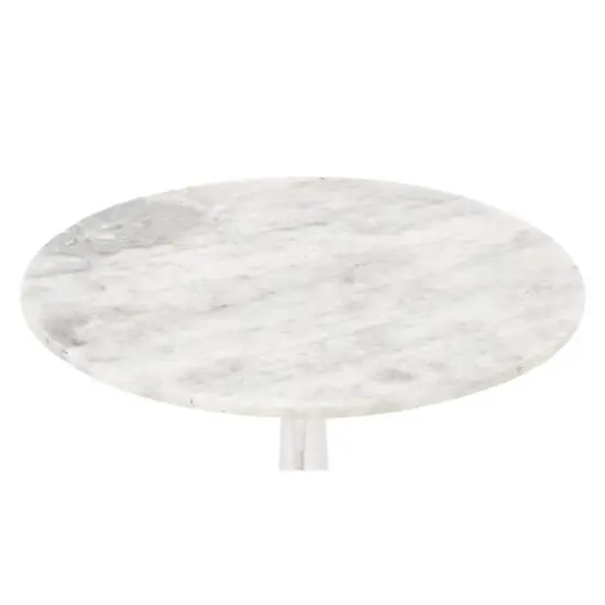2ft. White Marble and Aluminum Traditional Accent Table {4}