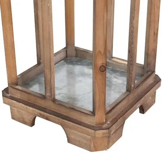 Glitzhome&reg; Farmhouse Natural Wooden Church Window Frame Lanterns, 2ct. {8}