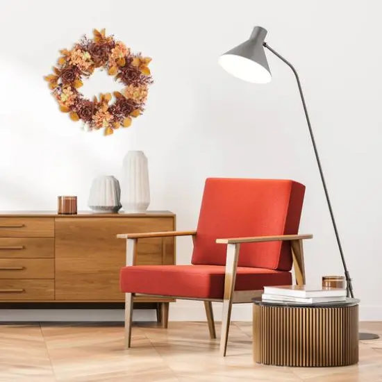 20" Autumn Rose & Hydrangea Wreath {4}