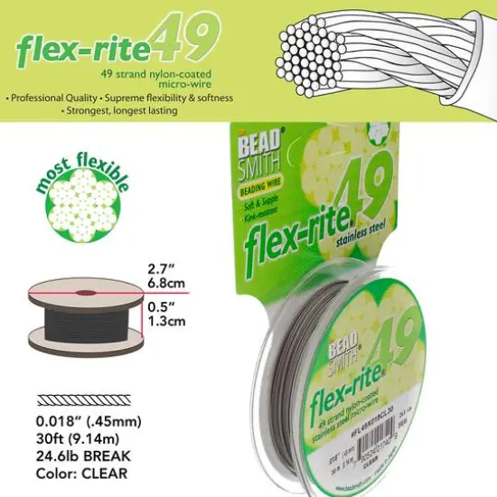 The Beadsmith&reg; Flex-rite&reg; 0.018" Clear 49 Strand Wire, 30ft. {5}