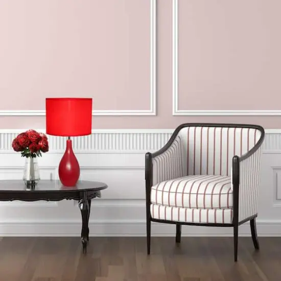 Simple Designs Oval Bowling Pin Base Ceramic Table Lamp Red {4}