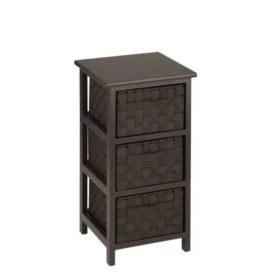 Honey Can Do 25" Small Espresso Storage Cabinet with Wood Frame & Woven Fabric Drawers {1}