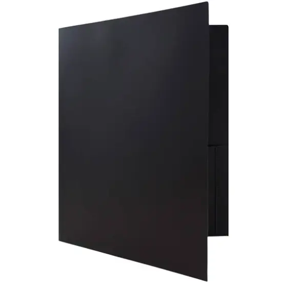 JAM Paper 9.5" x 11" Plastic 2 Pocket School POP Folders with Clasps, 6ct. Black {6}