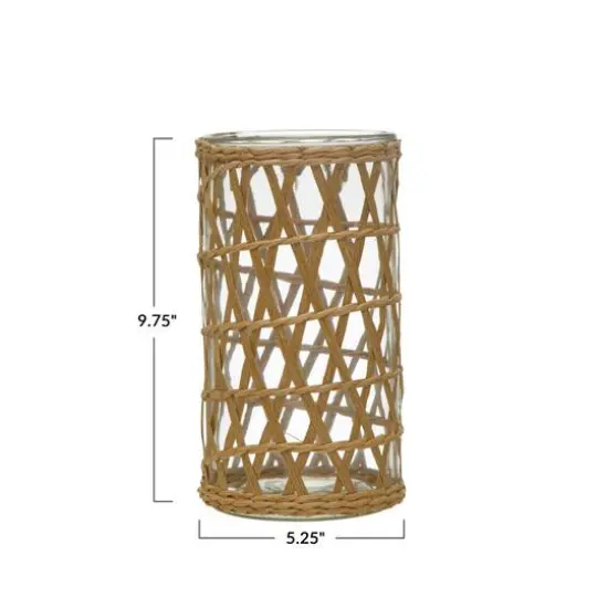Hello Honey&reg; 10" Woven Grass Glass Hurricane {5}