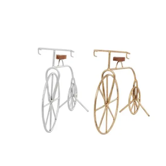 Gold and Silver Metal Contemporary Bicycle Set {4}