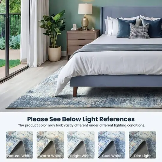 Glitzhome&reg; Abstract Area Rug Blue/Ivory {7}