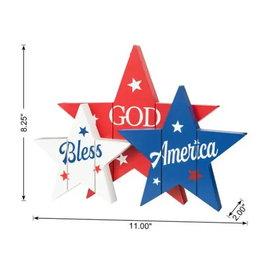 Glitzhome&reg; 11" Wooden Patriotic America Stars Table D&eacute;cor {9}