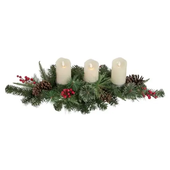 32" Decorated Artificial Pine Christmas Candle Holder Centerpiece {1}