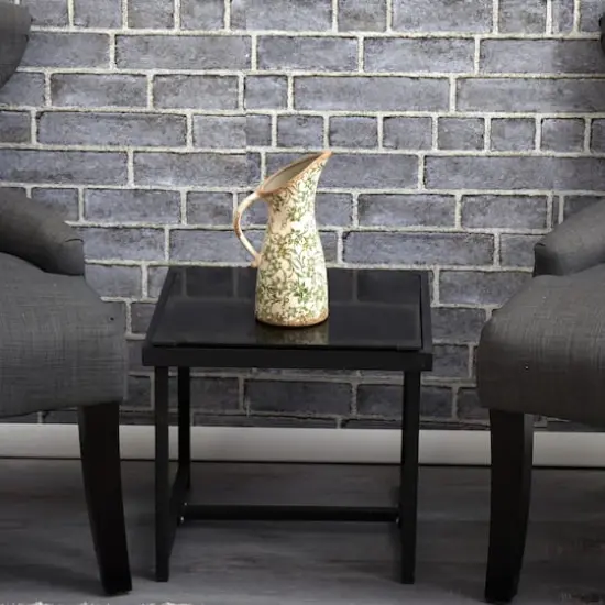 10" Tuscan Ceramic Green Scroll Pitcher Vase {4}