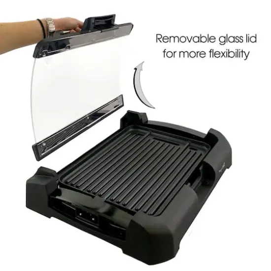Megachef Reversible Indoor Grill & Griddle With Removable Glass Lid {7}