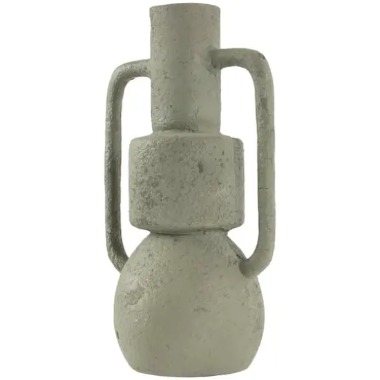 16" Light Gray Paper Mache Textured Vase {3}