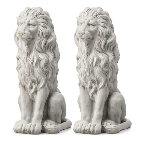 Glitzhome&reg; 27.75" MGO Guardian Sitting Lion Garden Statue {1}