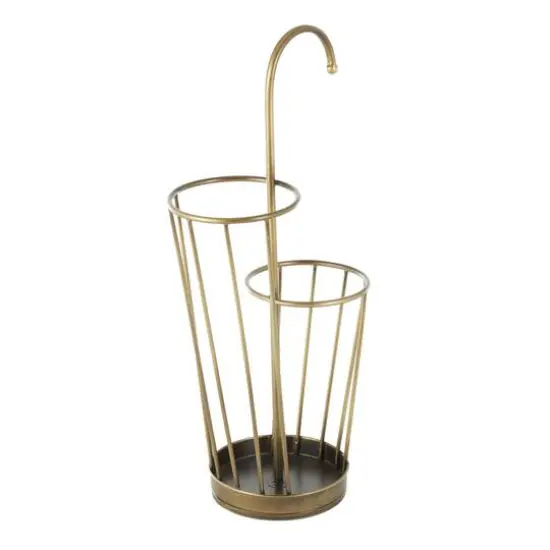 27" Metal Umbrella Stand with Handle Gold {9}