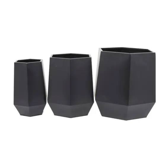 Black Modern Planter, Set of 3" 20", 16", 11" {7}