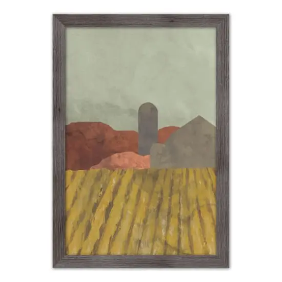 Boho Farmhouse Landscape Framed Print Wall Hanging Gray {1}