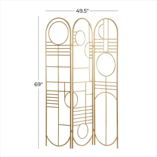 Gold Metal Modern Room Divider Screen 69" x 50" x 1" {7}