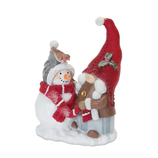 Gnome Figurine with Snowman and Pine Tree Set {4}