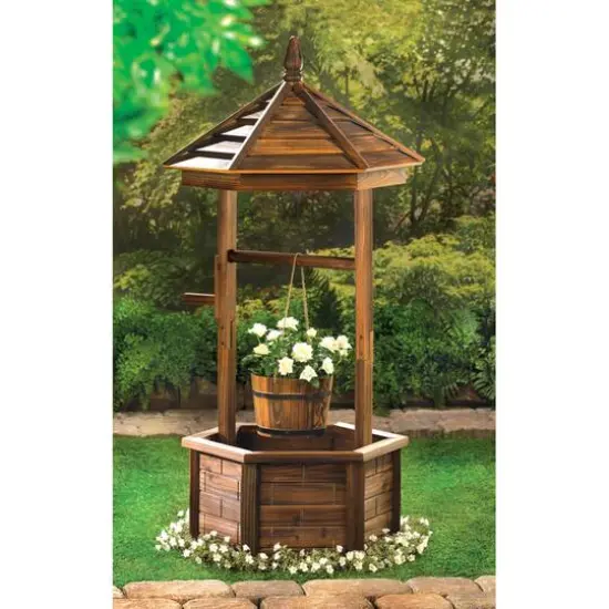 44.12" Rustic Wishing Well Planter {4}
