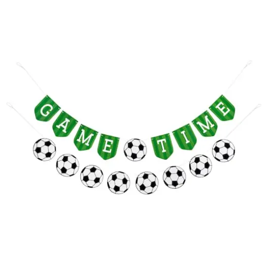 5ft. Green, Black & White Game Time Soccer Banner Set by Celebrate It&trade; {1}