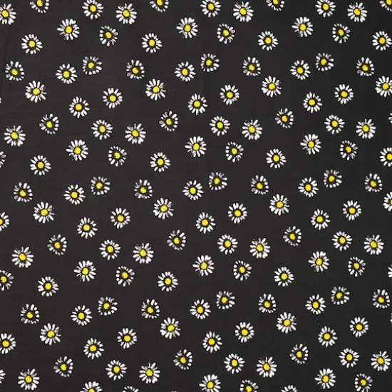 SINGER Daisies on Black Cotton Fabric {1}