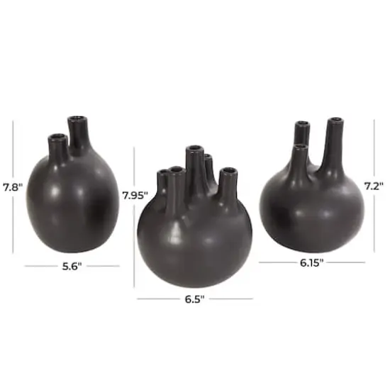 CosmoLiving by Cosmopolitan Black Round Ceramic Bud Vase Set {5}