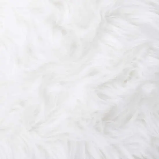 12" Fuzzy White Ottoman Pouf {7}