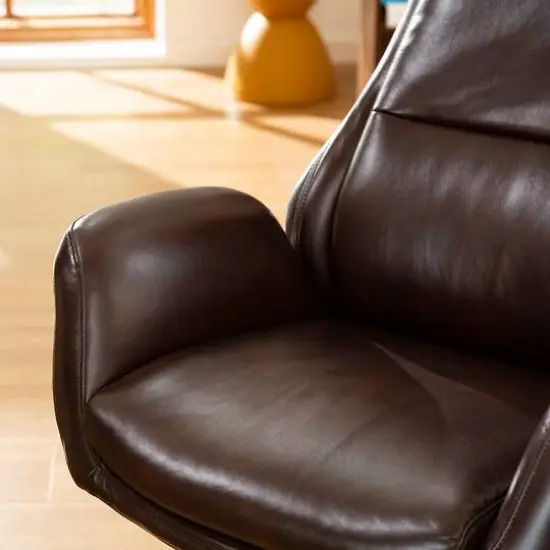 Glitzhome&reg; Mid-Century Modern Faux Leather Adjustable High Back Swivel Office Chair Coffee {6}