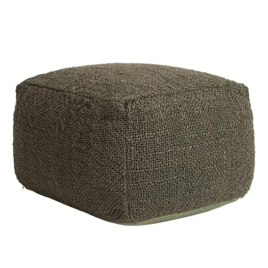 Hello Honey&reg; 26" Olive Green Handwoven Jute & Cotton Pouf Ottoman {1}